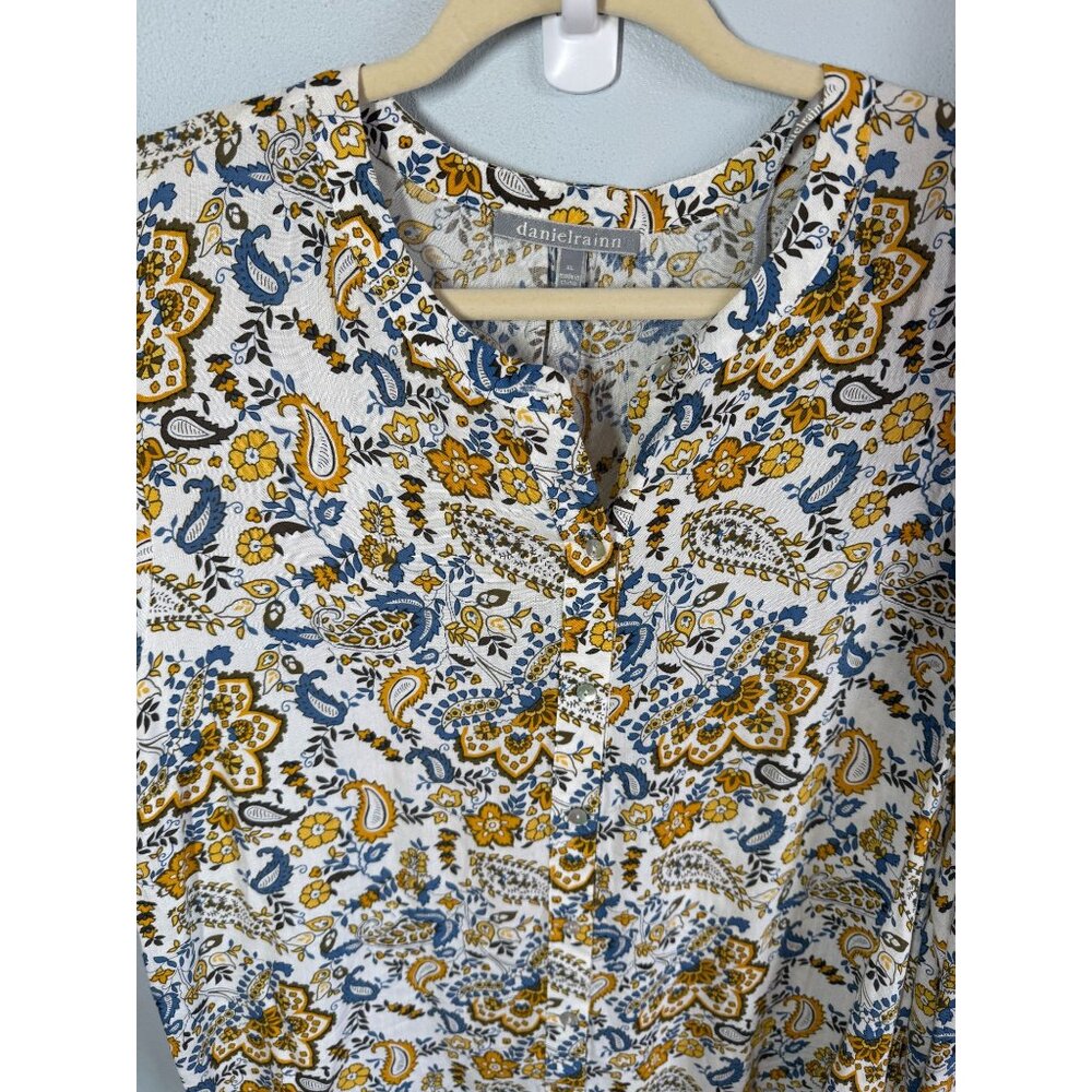 Daniel‎ Rainn Womens Floral Popover Blouse Size XL V-Neck Boho Garden Party - Picture 6 of 11
